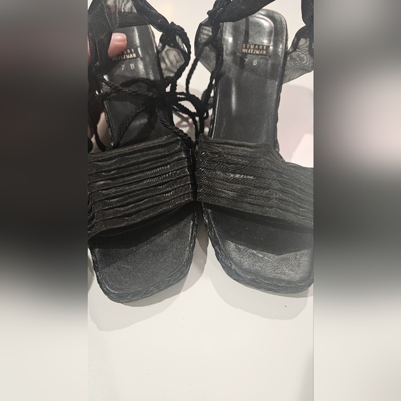 STUART WEITZMAN Vintage Black Espadrilles lace up Heel Wedges. Size 7 - Picture 13 of 16